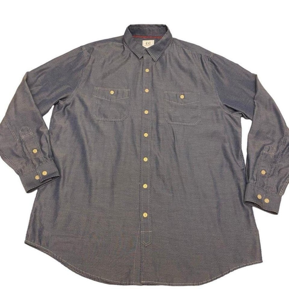 Executive Club by Oobe‎ Chikfila Blue and White Dots Long Sleeve Shirt Size XL